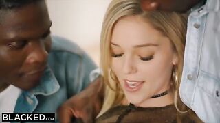 Petite blonde Kali Rose gets her pussy railed by six BBCs