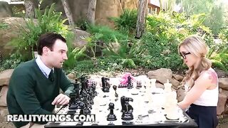 A nerdy teen Kali Roses gets fucked outdoors by a huge cock