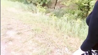 An Asian girl gets fucked outdoors in a new city