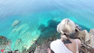 A passionate girl has sex with her ex-boyfriend on the beach