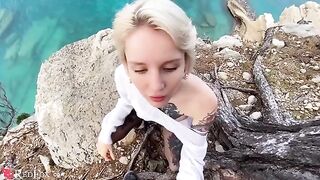 A passionate girl has sex with her ex-boyfriend on the beach