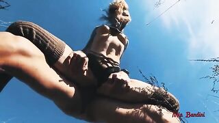 Babe Mia Bandini fucked outdoors with a big dick, showcasing her athletic build
