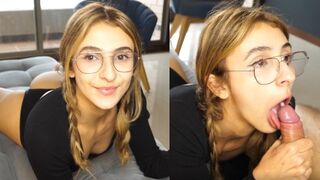 The cute girl got a huge dick in her throat and received a messy throatpie