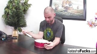 Natasha Nice is too fucking excited to wait to fuck her boss on Poorno