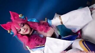 Spirit Blossom Ahri gets her pussy railed by a huge cock
