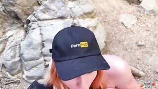 A young girl is having fun with her boyfriend in nature