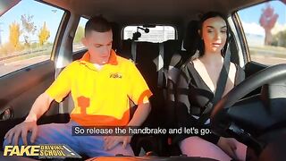 A hot student got fucked by her fake driving school instructor in the car