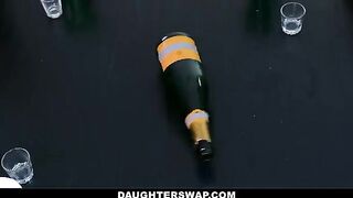 Bottle spinning game turns into sex with stepdads for Cielo West and Kourtney Rae