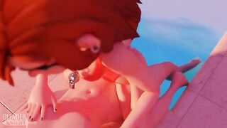 Wendy takes a big dipper by the pool in this hot scene
