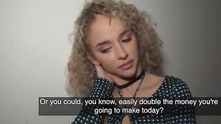 Public Agent fucked curly-haired petite Spanish babe Geishakyd in hallway for cash