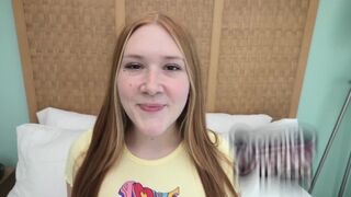 Redhead teen with freckles and red pubic hair got fucked at casting