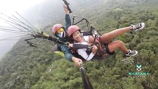 Colombian beauty Mariana Martix squirts while paragliding over the sea in HD