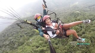 Colombian beauty Mariana Martix squirts while paragliding over the sea in HD