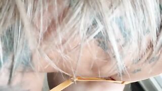 A hot girl with crazy blue eyes gets fucked hard in POV doggy style