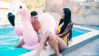 Andreina Deluxe has sex with a guy with a big dick at the pool
