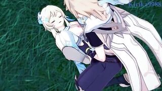 Aether fucks with Lumine in the meadow at night - Genshin Impact Hentai