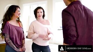 Casey Calvert and Arabelle Raphael shared cock with Casey's ex-boyfriend in a threesome