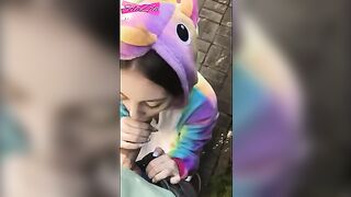 A girl ran to a stranger, got fucked outdoors, and enjoyed it