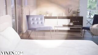 A chubby girl is having fun with a guy on the bed