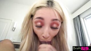 A short girl likes to suck dick-shaped lollipops, her stepbrother suggested a similar treat