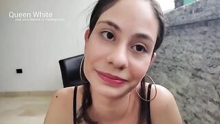 A girl is having fun with her friend on camera, calling her a bitch