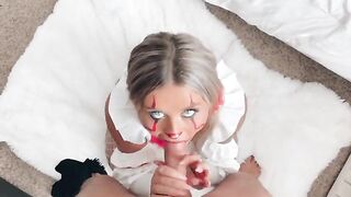 Littlebuffbabe gave me a blowjob before the Halloween party