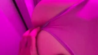 Public toilet sex with a sloppy blowjob and mirror action