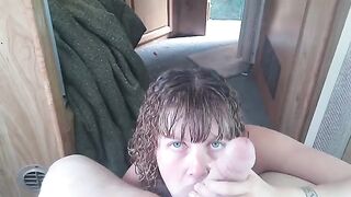 The guy made a cum shot right in the mouth of Lavender Joy