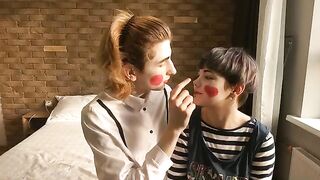 A hot and sexy mime show that ended with a passionate kiss