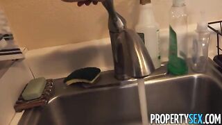 Exotic chick fucks her landlord to avoid eviction in a steamy scene