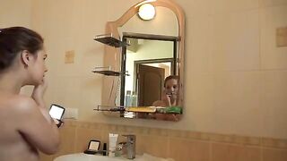 Hot mature with big tits enjoys solo sex in the morning