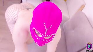 An amateur girl with a thick ass fucks deeply in her ass with a big dick