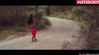 Brunette beauty Alexa Tomas pisses in the street before getting fucked