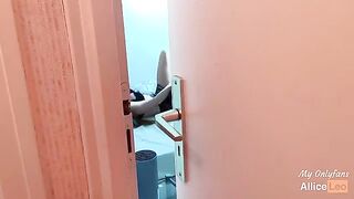 I spy on my stepsister while she masturbates and I offered her my cock