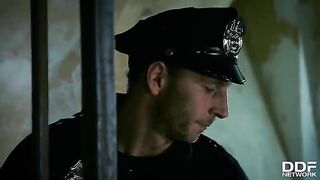 Hot blonde Rosella Visconti gets fucked by police chief and his babe