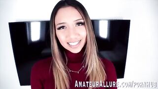 A beautiful tall girl, Kimora Quin, gets a cock in her throat with pleasure