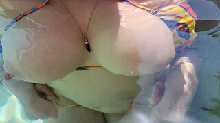 Guy caught his step-sister jerking off in the hot tub, fucking pervert