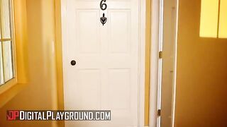 The guy fucked a redhead and her girlfriend while the neighbor jerked off