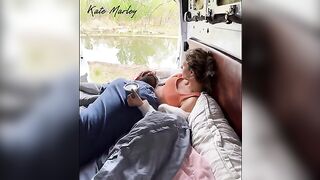 Camping fun for a lovely woman with a vibrator, inspired by nature