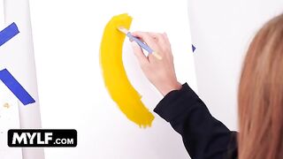 Artistic MILF seduces her painter with big boobs in HD
