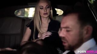 The driver got fucked by two busty bombshells