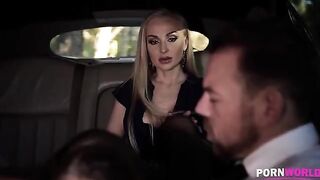 The driver got fucked by two busty bombshells
