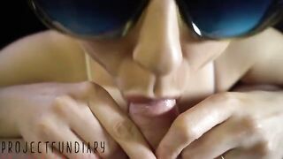 A blowjob with intense foreskin play and cum in the skin