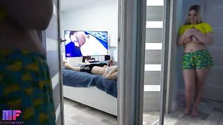 The stepdaughter spies on her stepfather again and rubs herself, part 2