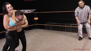 Nadia White, the busty brunette, dominates Glenn King in a fierce face sitting match
