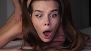 Petite teen gets her asshole gapped by a huge dick in intense anal sex