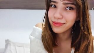 Skinny girl masturbating with a vibrator in a steamy session