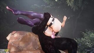 Fucking with a big monster in anal sex