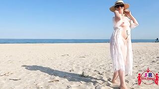 A first-time nude pose and beach sex with a stranger