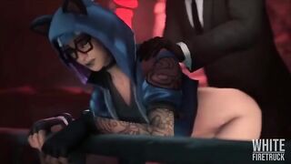 3D animated hentai compilation featuring a lynx woman from Fortnite, ready to cum